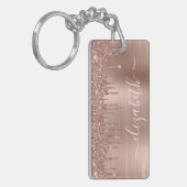 バラ金ゴールド滴下グリッター モノグラムの キーホルダー (正面左)