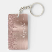 バラ金ゴールド滴下グリッター モノグラムの キーホルダー (裏面)