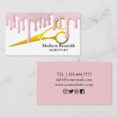 バラ金ゴールド滴下金ゴールド美容師シザーサロン 名刺 (正面/裏面)