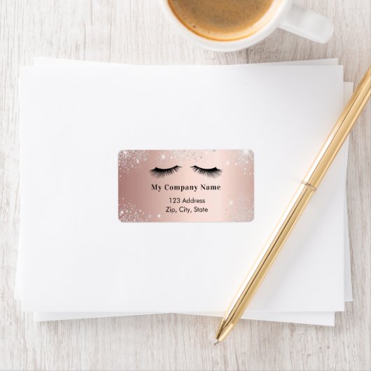 バラ金ゴールド点滅グリッター事業差出人住所 ラベル (インサイチュ)