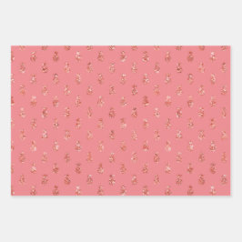 バラ金ゴールド熱帯グリッターパイナップル ラッピングペーパーシート