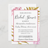 バラ金ゴールド熱帯フローラブライダルシャワー招待 インビテーションポストカード (正面/裏面)