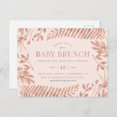 バラ金ゴールド熱帯緑ベビーブランチ インビテーションポストカード (正面/裏面)