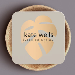 バラ金ゴールド熱帯葉内部デザイン スクエア名刺