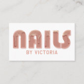 バラ金ゴールド爪、 ネイルグリッタードリップタイポグラフィ爪、 ネイル技術 名刺 (正面)