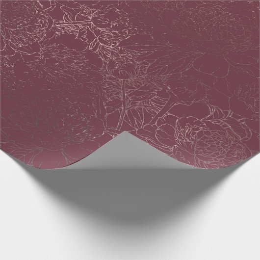 バラ金ゴールド牡丹のアウトラインパターン ラッピングペーパー (角)