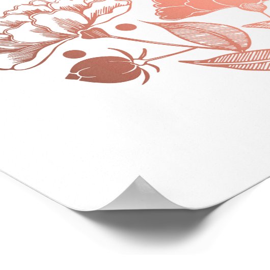 バラ金ゴールド牡丹エレガントなウェディングウェルカムサイン ポスター (角)