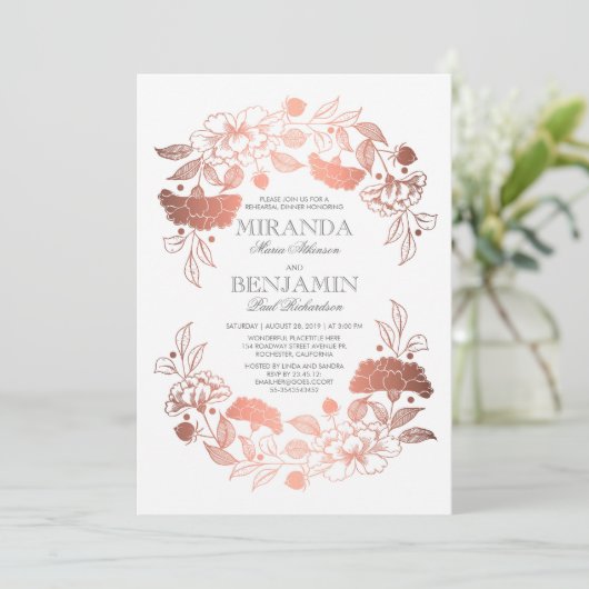 バラ金ゴールド牡丹フローラエレガントリハーサルディナー 招待状 (スタンド正面)