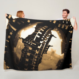 バラ金ゴールド球抽象芸術 フリースブランケット