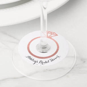 バラ金ゴールド環ブライダルシャワー ワイングラスタグ