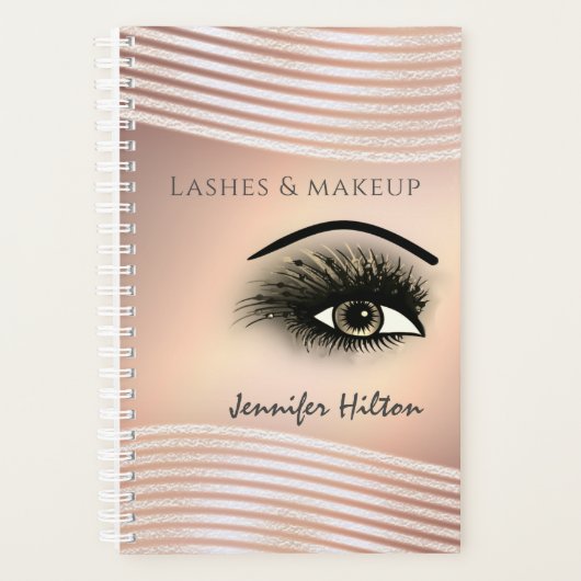 バラ金ゴールド発光の目は長いまつげを構成する プランナー手帳 (正面)