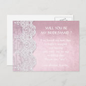 バラ金ゴールド白いレースは私の花嫁になる インビテーションポストカード (正面/裏面)