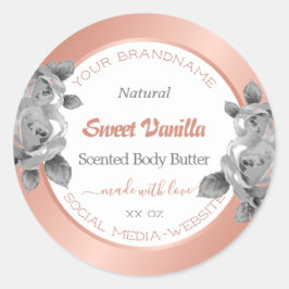 バラ金ゴールド白およびグレー製品のパッケージラベル ラウンドシール