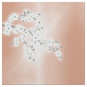 バラ金ゴールド白さくらんぼ花模様布 ファブリック (クローズアップ)