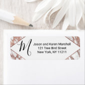 バラ金ゴールド白モダン大理石アドレス ラベル (インサイチュ)