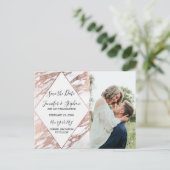 バラ金ゴールド白モダン大理石日付の保存 案内ポストカード (スタンド正面)