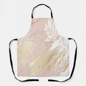バラ金ゴールド白モダン抽象芸術ピンク エプロン (正面)