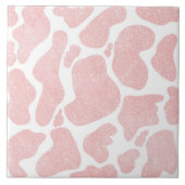 バラ金ゴールド白大型牛斑動物パターン タイル (正面)