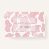 バラ金ゴールド白大型牛斑動物パターン バッジ (正面)