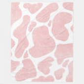 バラ金ゴールド白大型牛斑動物パターン フリースブランケット (正面)