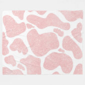 バラ金ゴールド白大型牛斑動物パターン フリースブランケット (正面(横))