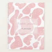 バラ金ゴールド白大型牛斑動物パターン プランナー手帳 (正面)