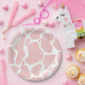 バラ金ゴールド白大型牛斑動物パターン ペーパープレート (パーティー)