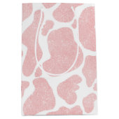 バラ金ゴールド白大型牛斑動物パターン ミディアムペーパーバッグ (正面)