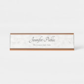 バラ金ゴールド白大理石エレガントテンプレート デスクネームプレート (正面)