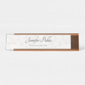 バラ金ゴールド白大理石エレガントテンプレート デスクネームプレート (正面)