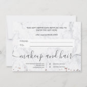 バラ金ゴールド白大理石エレガント贈証書 (裏面)