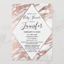 バラ金ゴールド白大理石モダンベビーシャワー 招待状