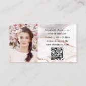 バラ金ゴールド白瑪瑙の大理石QRコード写真 名刺 (裏面)