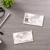 バラ金ゴールド白瑪瑙マーブルQRコード 名刺