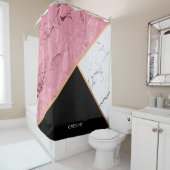 バラ金ゴールド白黒の大理石パターン シャワーカーテン (インサイチュ)