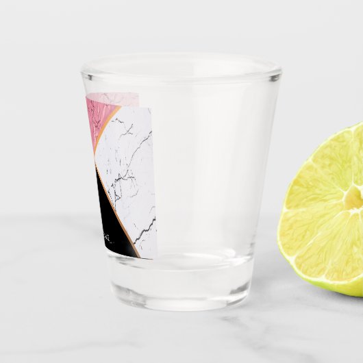 バラ金ゴールド白黒の大理石パターン ショットグラス (右)