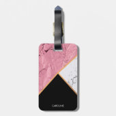 バラ金ゴールド白黒の大理石パターン ラゲッジタグ (裏面縦)