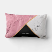 バラ金ゴールド白黒の大理石パターン ランバークッション (裏面)