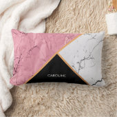 バラ金ゴールド白黒の大理石パターン ランバークッション (ブランケット)