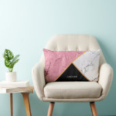 バラ金ゴールド白黒の大理石パターン ランバークッション (椅子)