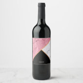 バラ金ゴールド白黒の大理石パターン ワインラベル (正面)