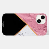 バラ金ゴールド白黒の大理石パターン Case-Mate iPhoneケース (裏面 (横))