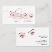 バラ金ゴールド目の点滅メイクアップアーティストのlash extension 名刺 (正面/裏面)