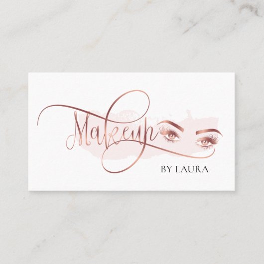 バラ金ゴールド目の点滅メイクアップアーティストのlash extension 名刺 (正面)