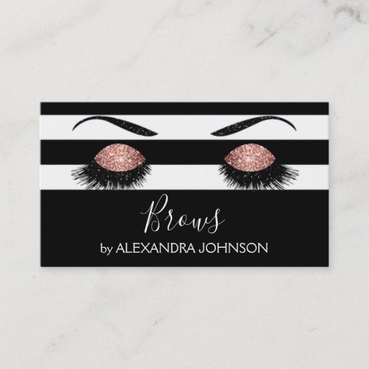 バラ金ゴールド眉(白黒ストライプ) 名刺 (正面)