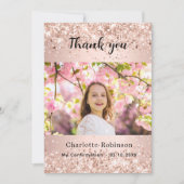 バラ金ゴールド確認写真サンキューカード 招待状 (正面)