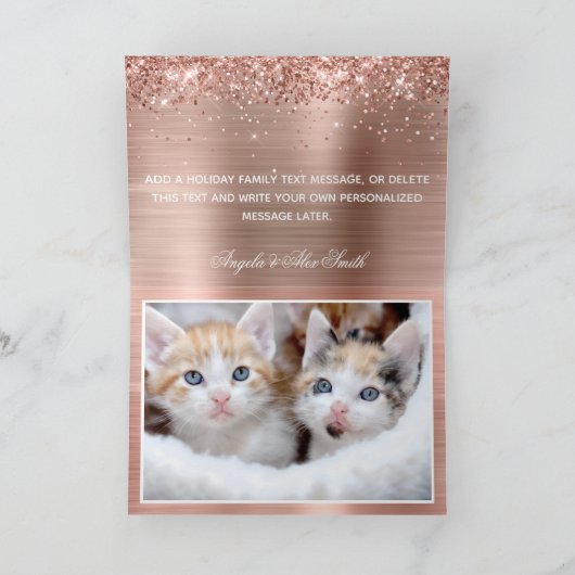 バラ金ゴールド私たちの初めてのクリスマスはミスターとミセス。 シーズンカード (内部)