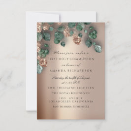 バラ金ゴールド第一聖餐式キリスト教十字架 招待状