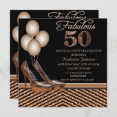 バラ金ゴールド第50回バースデーパーティー招待 招待状 (正面/裏面)