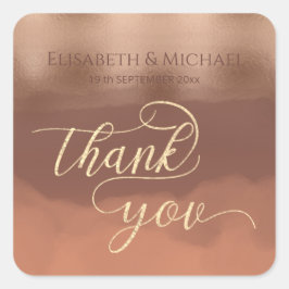 バラ金ゴールド箔シナモンカンタローペ水彩 スクエアシール